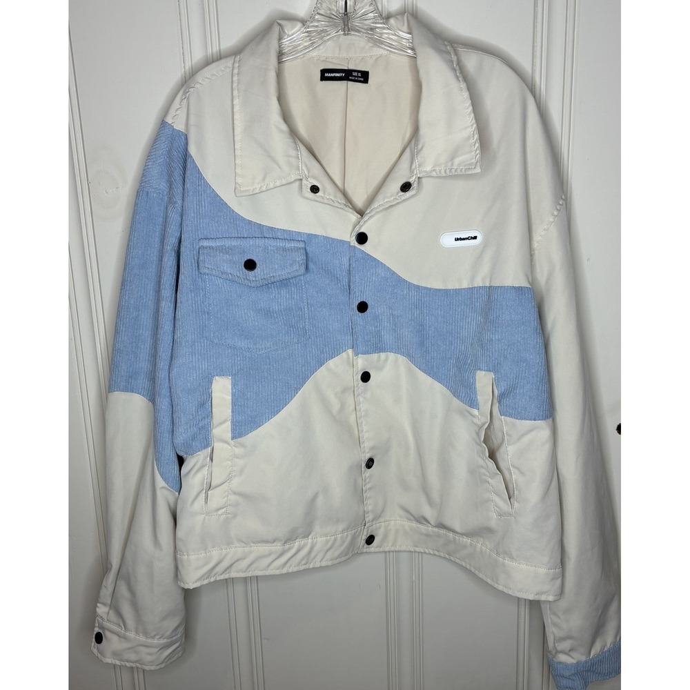 Manfinity corduroy patchwork colorblock shacket XL casual utility **see Photo